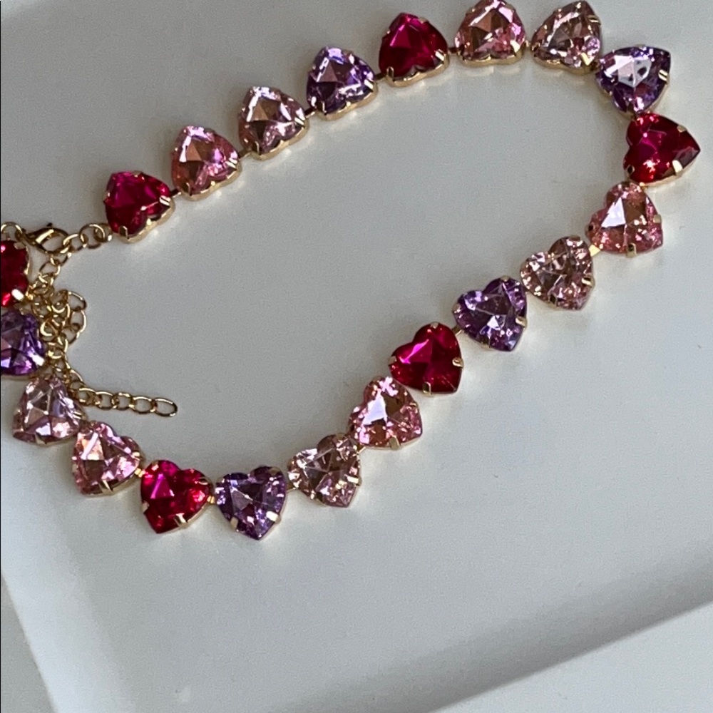 Heart-Shaped Pink and Purple Necklace - Picture 8 of 11